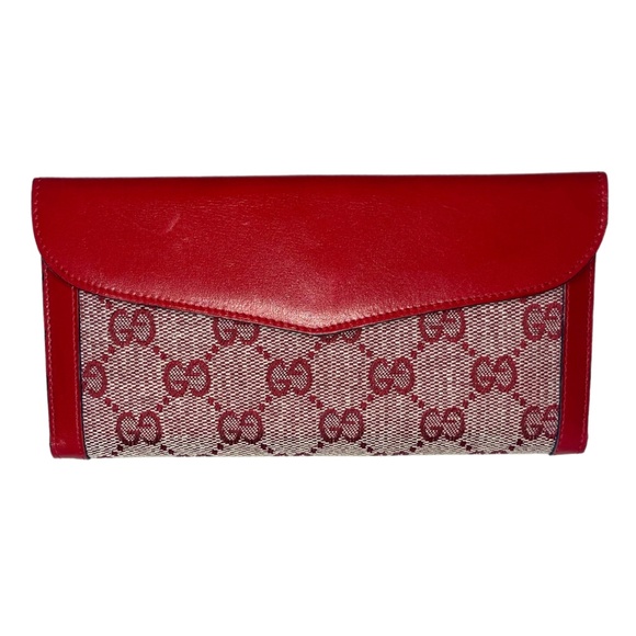 Gucci Vintage 1974 Red GG Signature Canvas + Leather Long Wallet *NIB* - Picture 3 of 9